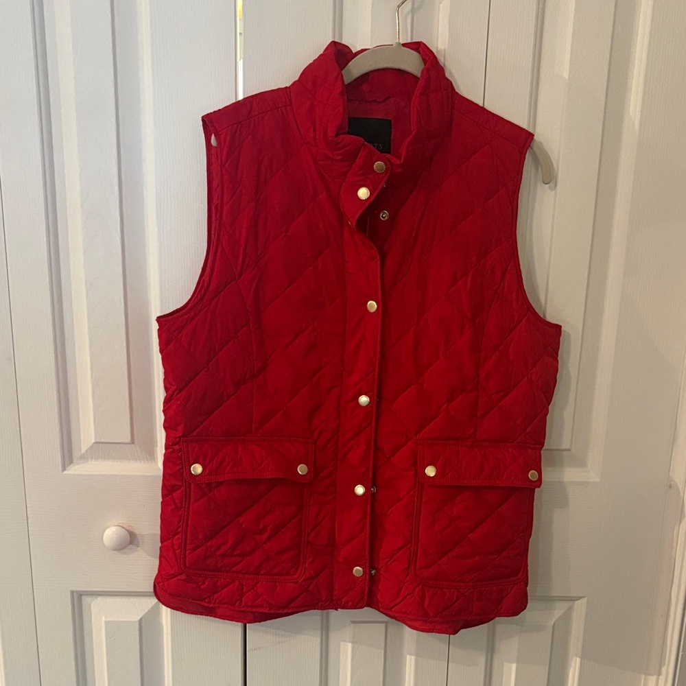 Talbots Vibrant Red Quilted Vest